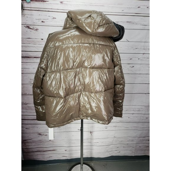 Calvin Klein Sorona Mura Superwet 400T Taupe Beige Insulated Puffer Jacket Size - Picture 12 of 13